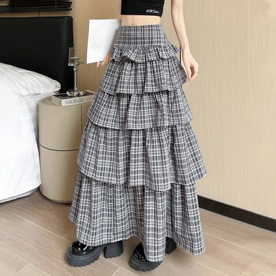 Niche Stylish Tiered Ruffled Women Long Skirts 2025 Summer V