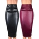 Leather Midi waist Bodyc High Imitation Women Matte Skirt