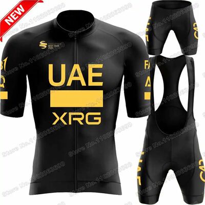 2025 Popular UAE Team Cycling Jersey Set Golden Black Cyclin