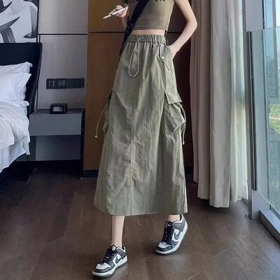 American Style High-Waisted Slimming A- Line Work Skirt For