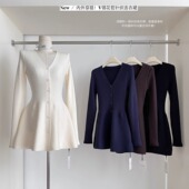 巨好看 早秋内搭针织裙秋冬气质绝美收腰显瘦打底长袖 针织连衣裙