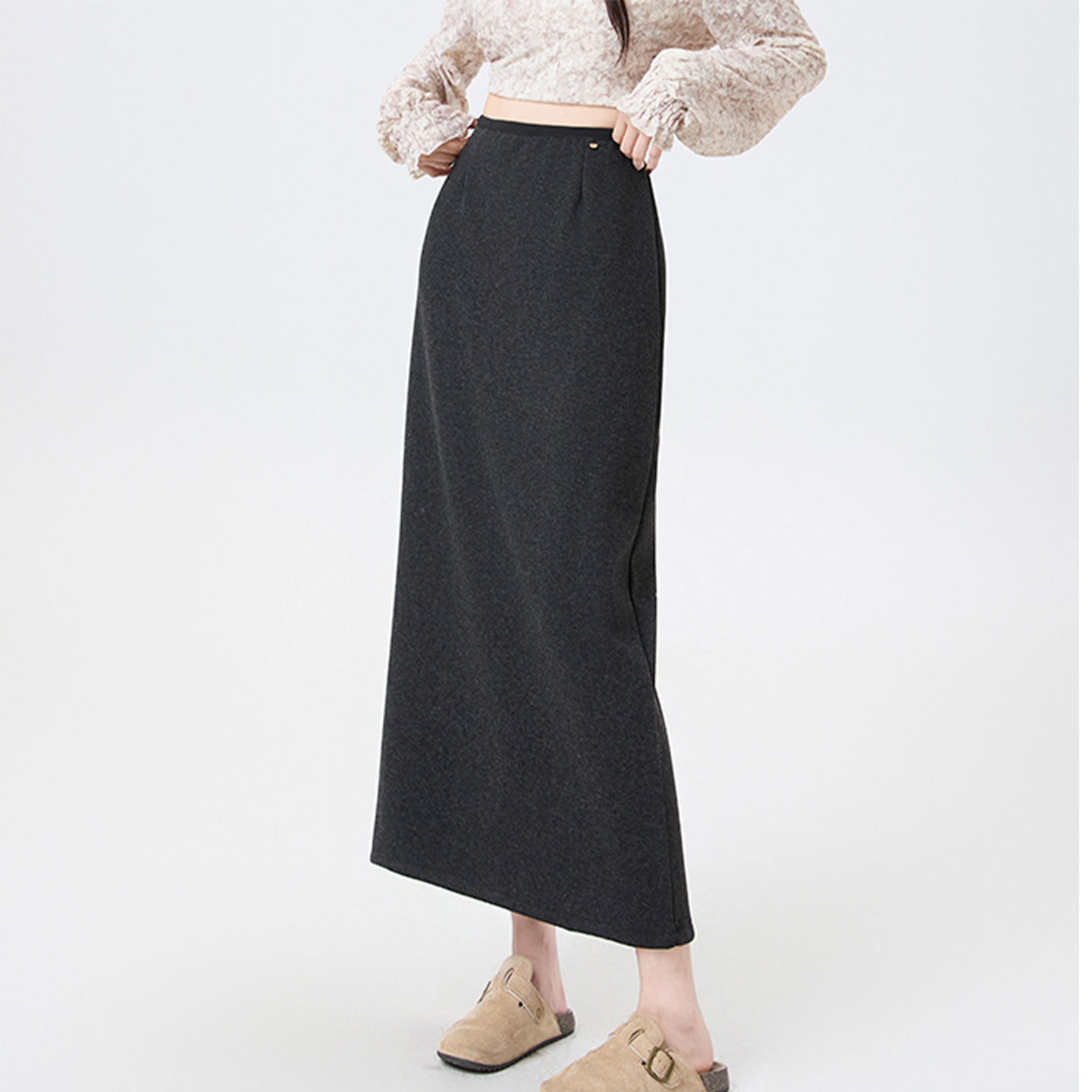 【赠运费险】灰色加绒A字半身裙