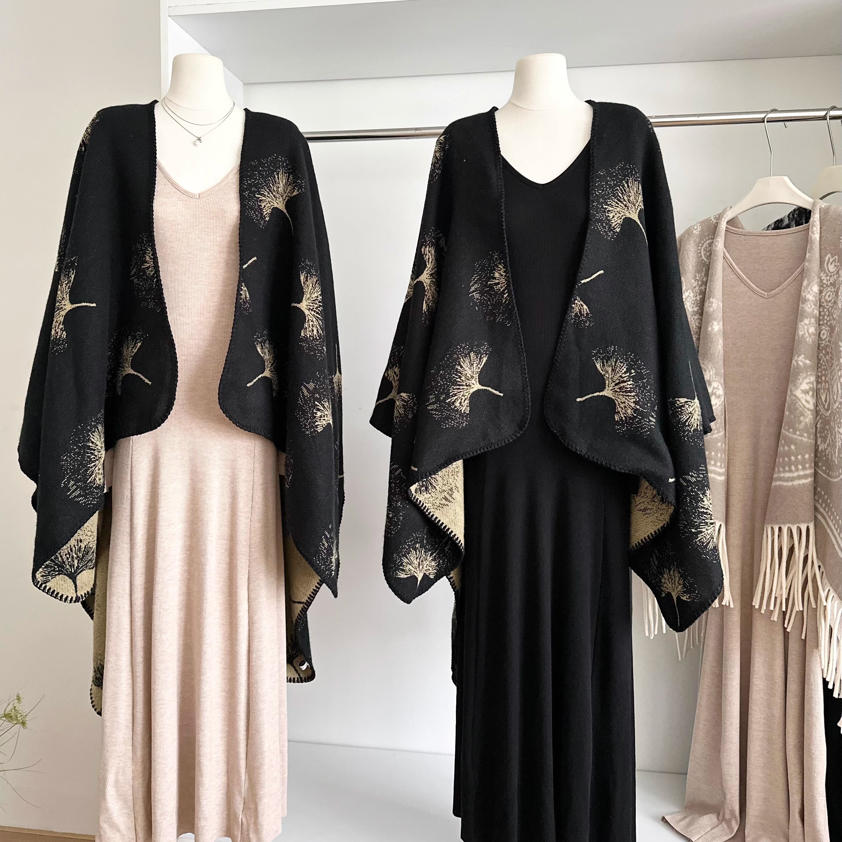 秋围巾两用新中式披风大斗篷外套