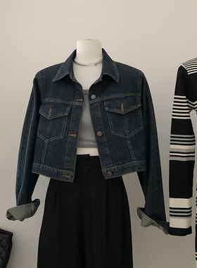 TWO 牛仔外套女春秋新款高级感休闲美式短款小个子外套夹克复古