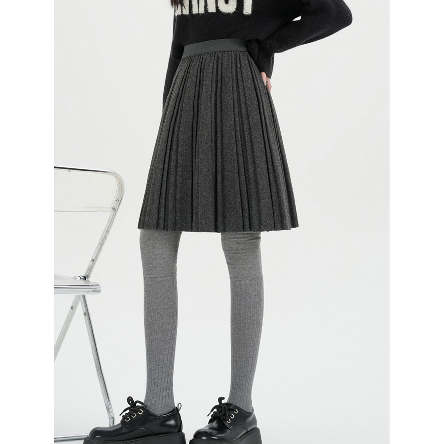 2026春季新款显瘦毛呢百褶裙中裙女巨好看的洋气灰色西装半身裙子,女装/女士精品,半身裙,淘宝优惠券,粉丝福利购,淘宝优惠卷