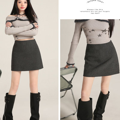 【赠送运费险】a字毛呢半身裙
