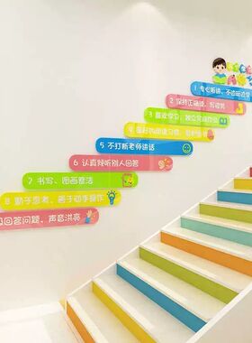 九个学习好习惯幼儿园墙面教室布置装饰培训托管班级公约文化贴纸