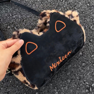 猫咪周边豹纹猫咪包包女款斜挎包2025新款单肩包小众通勤挎包百搭