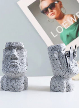 创意摆件【新家的100个快递】石人头像眼镜展示架桌面收纳架装饰
