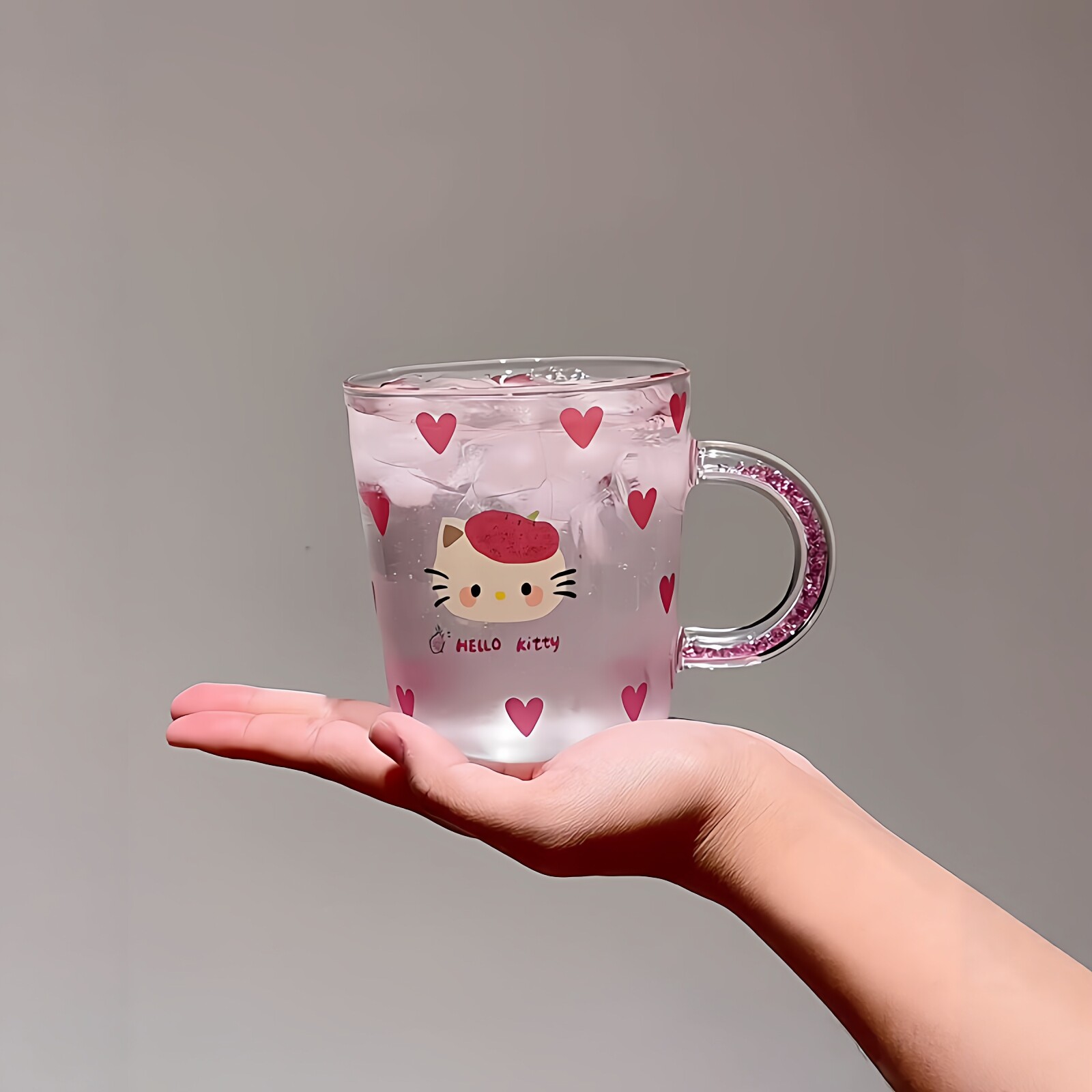 喝水杯哈喽kitty玻璃杯高颜值加图片