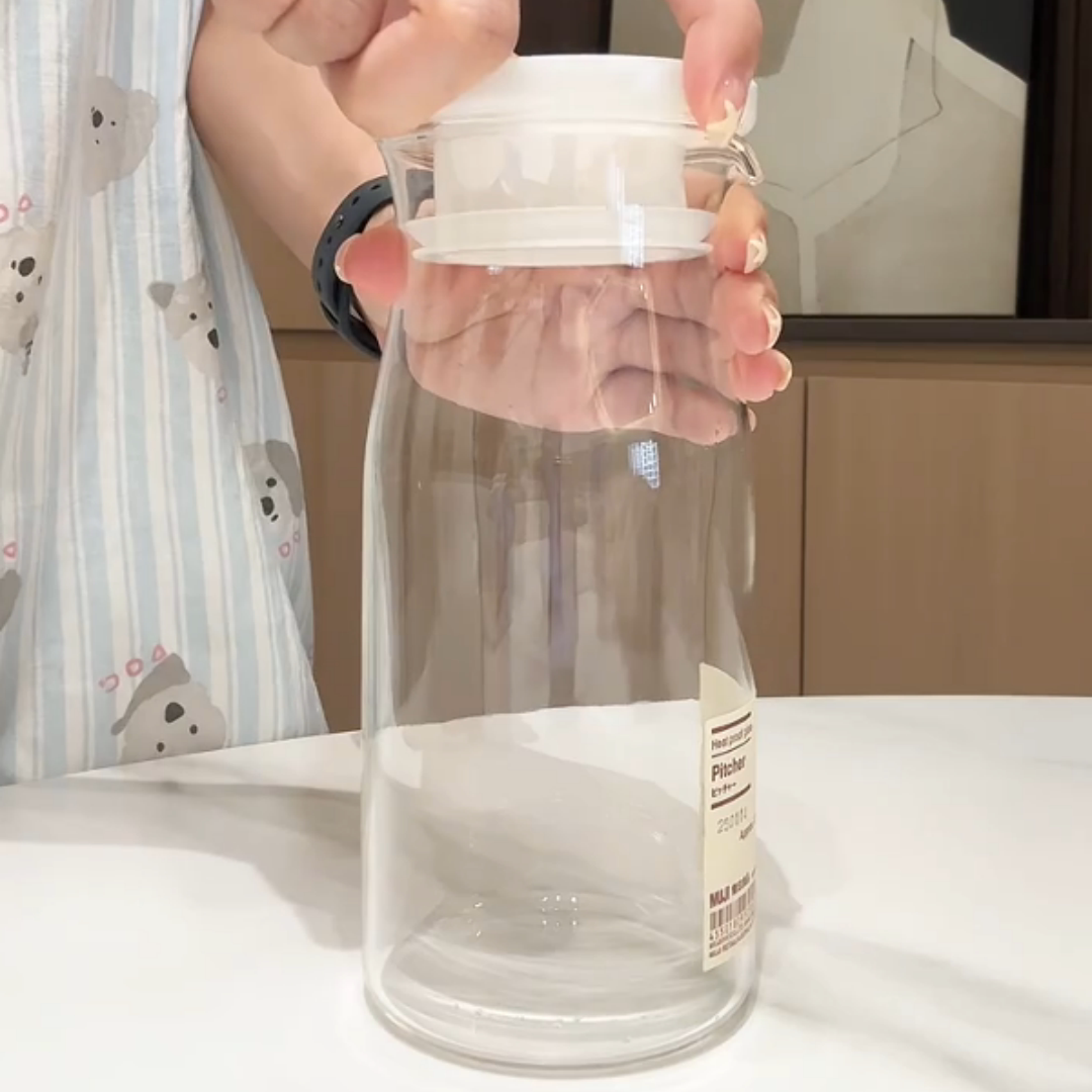 冷泡茶日式凉水壶夏季冰箱冷水壶防爆冰镇高硼硅耐热玻璃壶带瓶盖