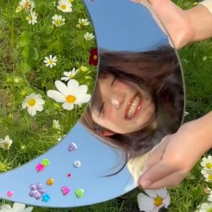 蝴蝶化妆创意镜钻石月亮手持拍照镜子道具可携式户外摆拍出片神器