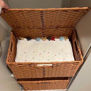 居家好物美式藤编收纳筐家用衣服零食杂物带盖整理筐超大水洗车载