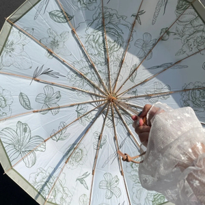 新中式国风伞晴雨两用女双层遮阳加大实木折叠雨伞防晒还缺一把伞