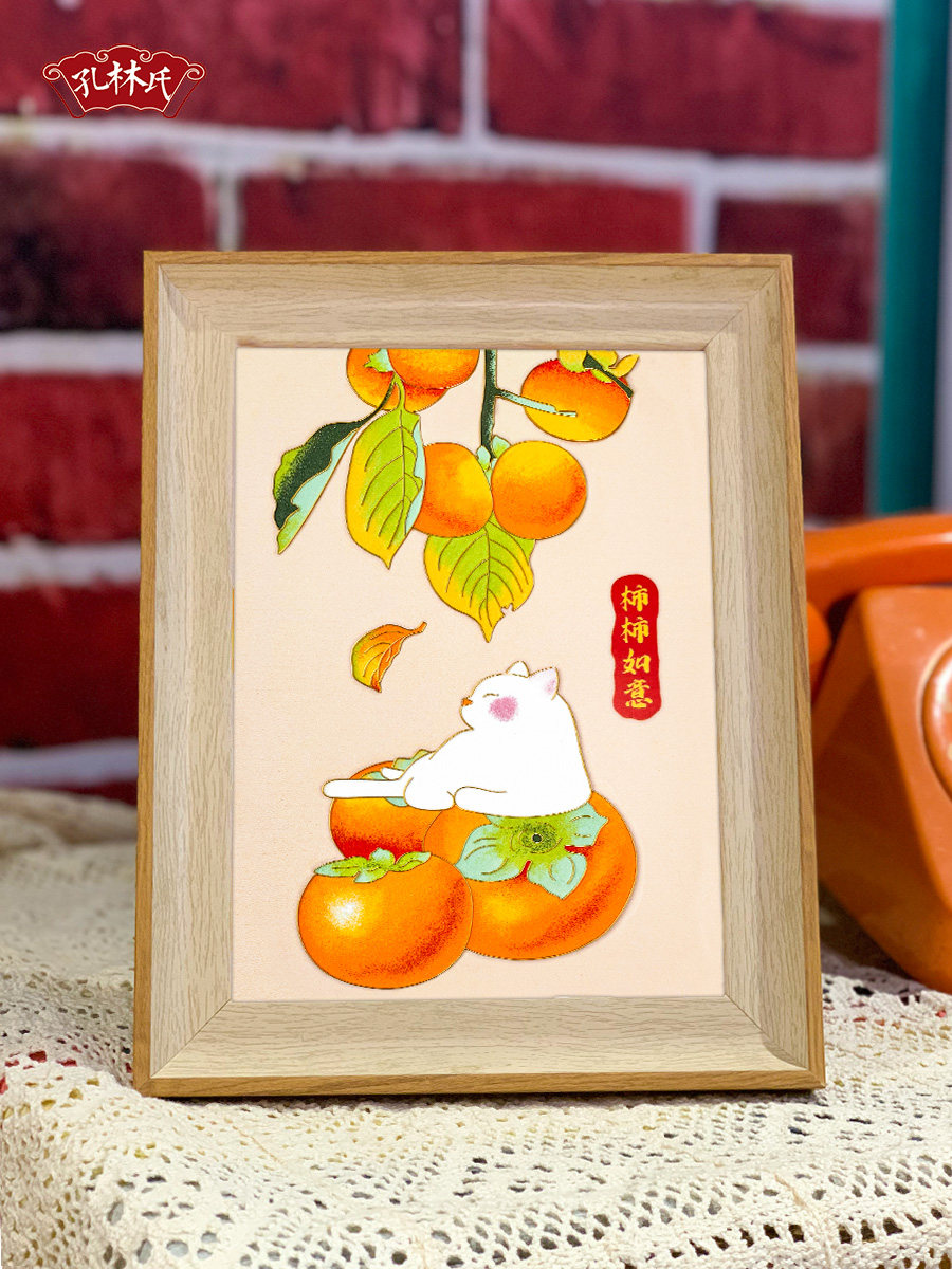福禄双全猫咪系m列景泰蓝掐丝珐琅画diy手工材料包  非遗金丝沙画