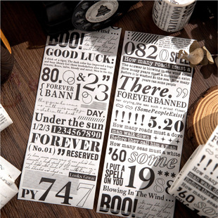 恋旧情结系列胶带复古文艺风文字主题手账咕卡背景装饰打底贴画