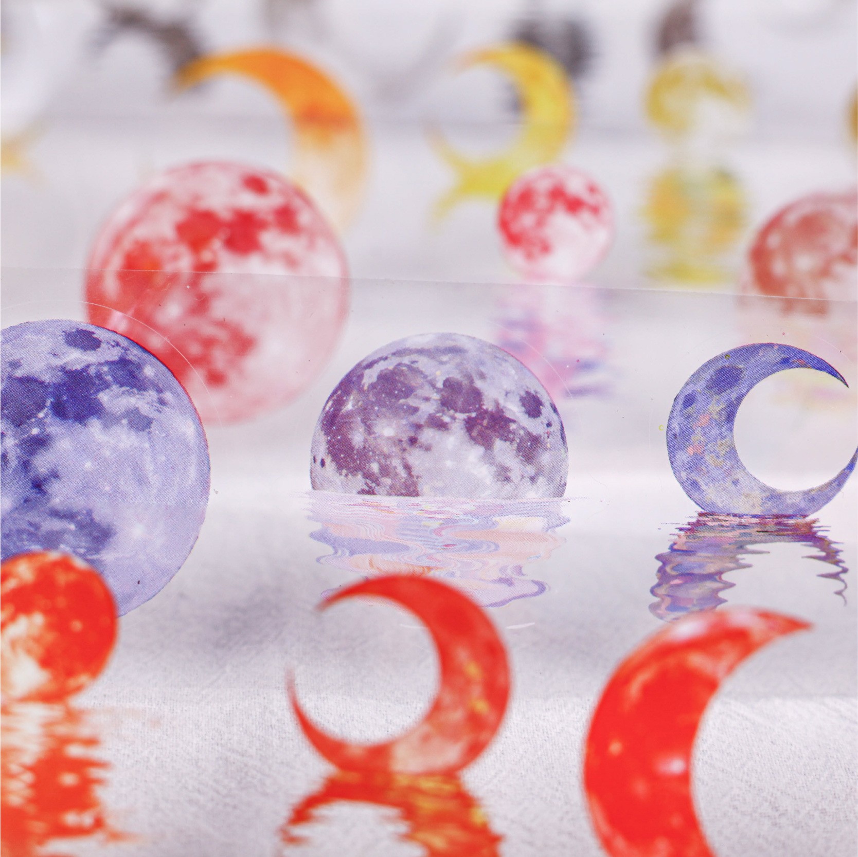 月光系列PET防水模切胶带 彩色月亮主题手账DIY素材装饰循环贴画