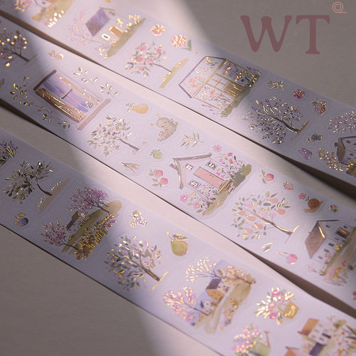 WT手帐胶带模切烫金春深草木