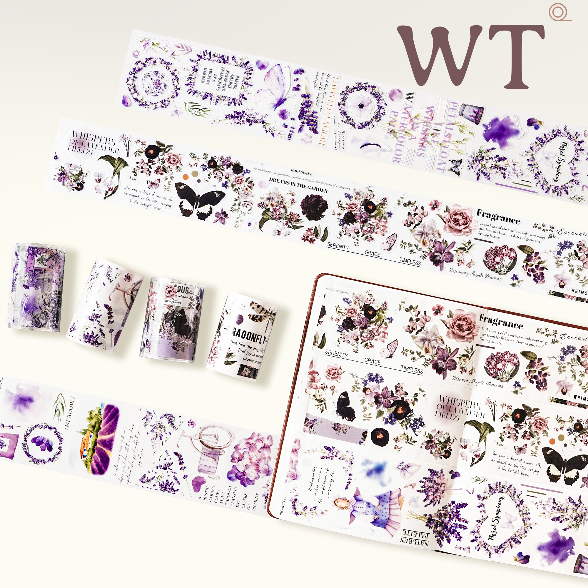 WT正品花朵模切手帐胶带