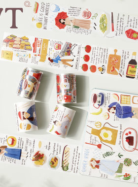 WT原创胶带 生活美学 小食谈记 小物美食和纸PET英文Ins风模切