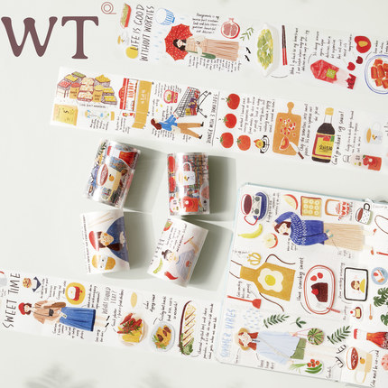 WT原创胶带 生活美学 小食谈记 小物美食和纸PET英文Ins风模切
