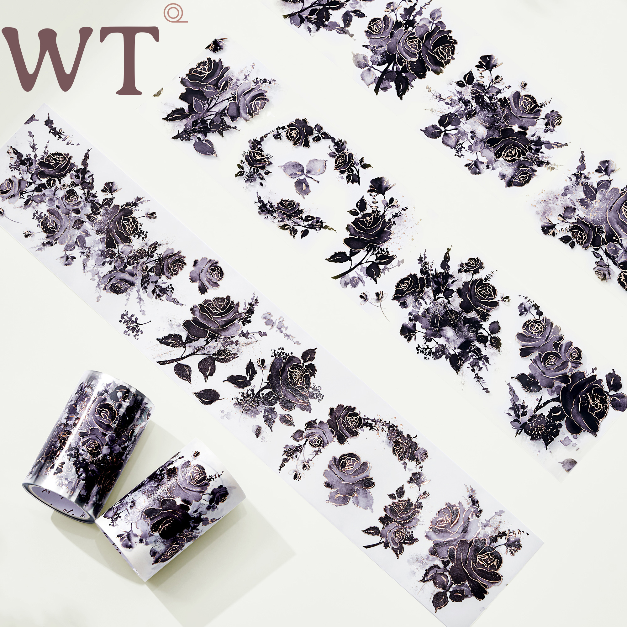 WT正品手帐胶带花朵设计和纸PET