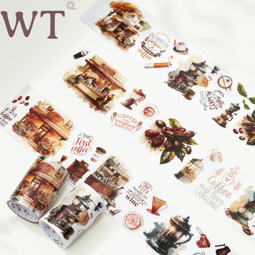 WT正品咖啡甜品手帐胶带
