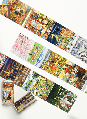 WT原创胶带 十二时光 旅游造景自然风景手帐特殊油墨和纸PET