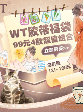 WT胶带【惊喜福袋】人物/造景/花朵/字素胶带 限量500份 先到先得