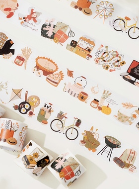 WT品牌原创 四季的游戏 趣味带模切和纸胶带贴纸Ins风可撕