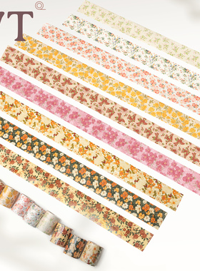 WT原创胶带 野玫瑰 风铃草 山茶 虞美人 花朵手帐胶带特油和纸INS