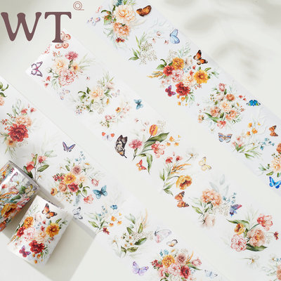 WT手帐胶带花朵设计和纸PET百搭
