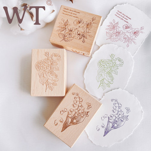 WT正品花朵手帐木质印章