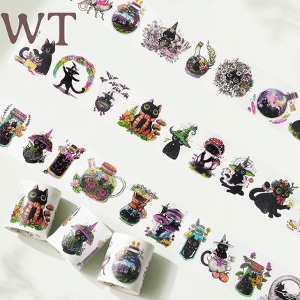 WT原创胶带 月影猫踪 手帐胶带万圣节主题和纸带模切款童话怪诞风