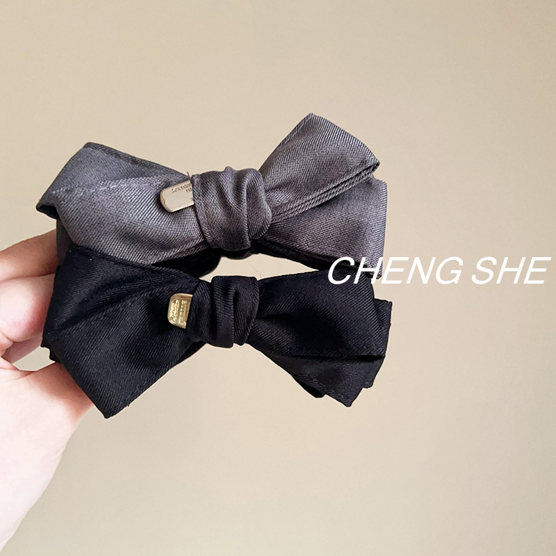 复古豹纹香蕉发夹感精致女蝴蝶结马尾扭扭夹后脑勺夹子头饰