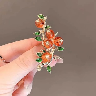 柿柿如意胸针高档防走光胸花琉璃小众金属别针配饰气质高级感