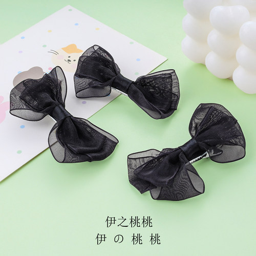 黑色蝴蝶结发夹头饰儿童