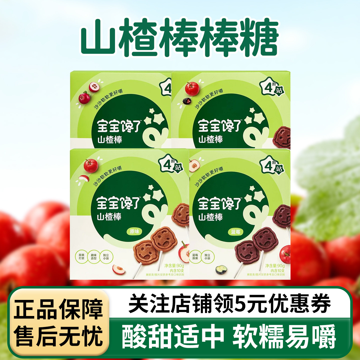 宝宝馋了山楂棒棒糖儿童零食无添加山楂棒蓝莓桑葚蔓越零辅食90克