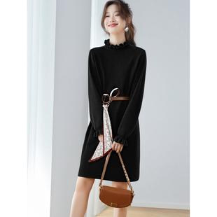 MONLOUVE秋冬季针织连衣裙女2025新款今年流行爆款中长款冬天配大