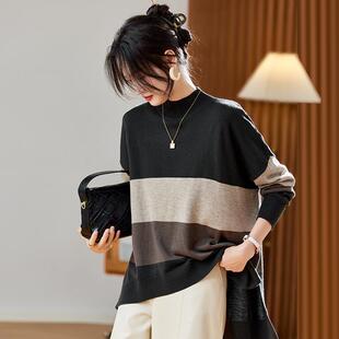 MONLOUVE半高领毛衣女秋冬2025新款慵懒松弛感毛线衣高级感宽松针