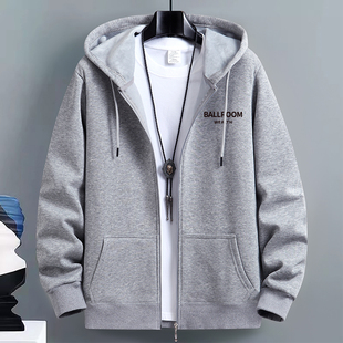 休闲学生运动外套潮 百搭上装 2025秋冬加绒开衫 卫衣男青年宽松大码