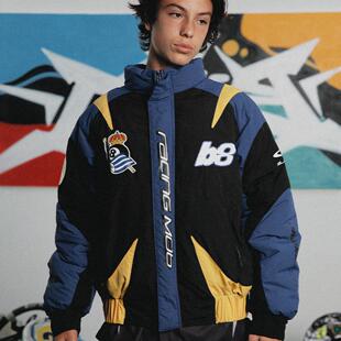 赛车服复古美式 2024AW 印花机车服棉服外套宽松夹克 BLACK8MOB