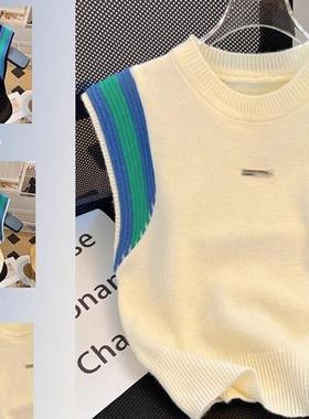 2025年春秋季新款毛衣女韩版针织马甲背心女设计感无袖坎肩上衣