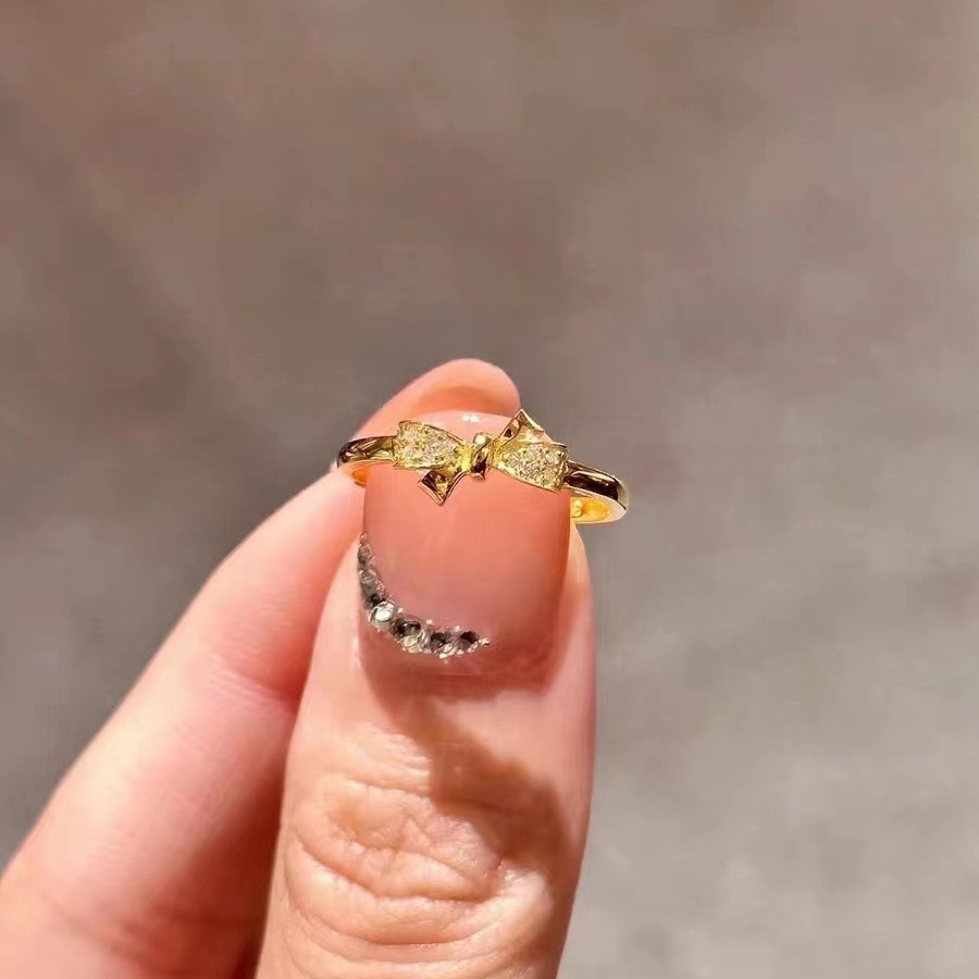 新款蝴蝶结戒指女小众设计高级感轻奢复古精致食指戒指环