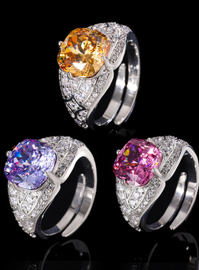 珠宝镀18K金复古时尚鸟巢切工彩宝肥方戒指人工培育宝石女10*10