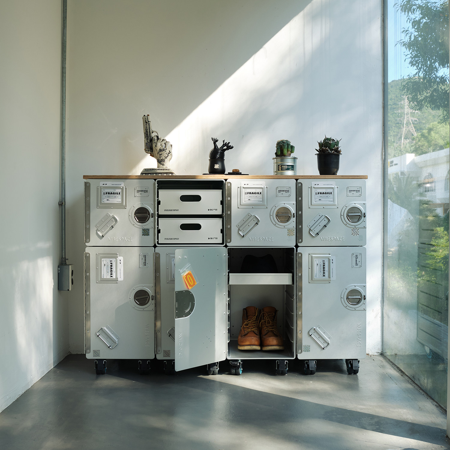 航空收纳柜金属工业风储物箱入户玄关铝合金可移动家用置物柜,收纳整理,收纳柜,淘宝优惠券,粉丝福利购,淘宝优惠卷