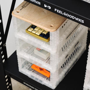 vibespace收纳筐桌面整理折叠透明多功能杂物文工零食储物篮盒