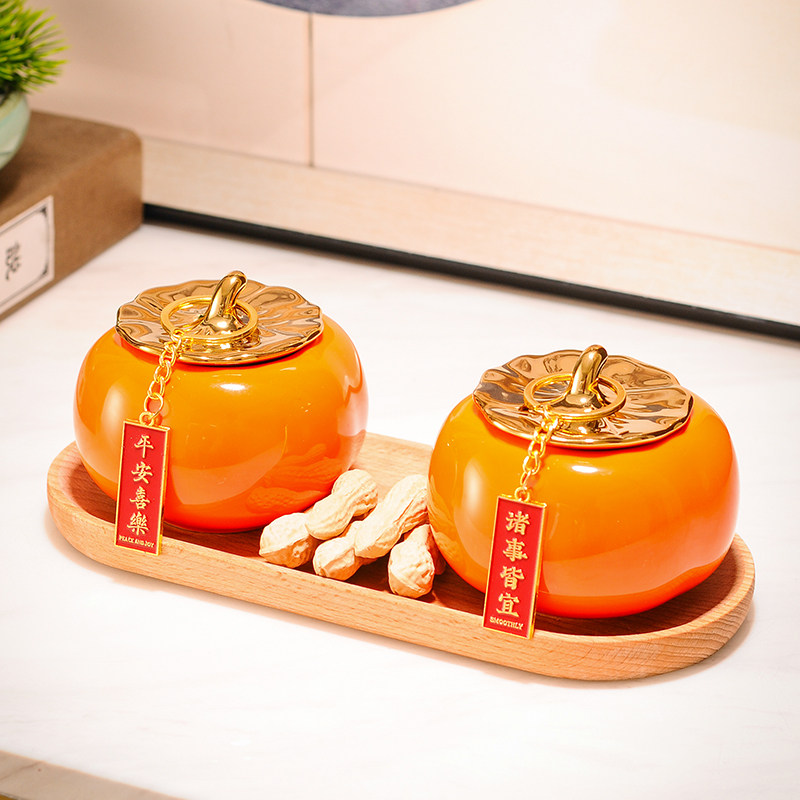 好事花生事事如意柿子摆件搬新家入宅暖房送礼物乔迁之喜新居礼品