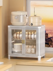放碗柜家用小型厨房防尘蟑螂多功能台面式碗柜收纳沥水迷你铝合金