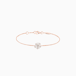 DJULA茱蕊 花园系列樱花18K金镶钻珍珠母贝玫瑰金手链